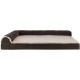 Furhaven Pet 84536401 Sable Brown Deluxe Chaise Lounge Cooling Gel Top Sofa Pet Bed, Jumbo