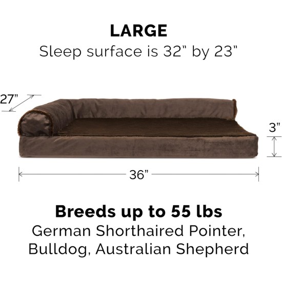 Furhaven Pet 84536401 Sable Brown Deluxe Chaise Lounge Cooling Gel Top Sofa Pet Bed, Jumbo Furhaven Pet 84536401 Sable Brown Deluxe Chaise Lounge Cooling Gel Top Sofa Pet Bed, Jumbo