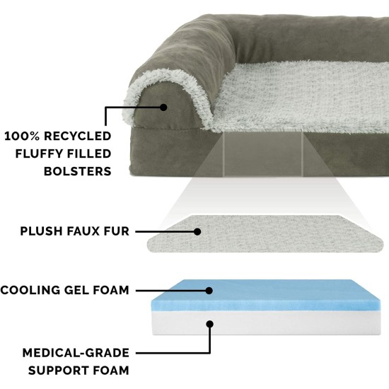 Furhaven Pet 84536401 Sable Brown Deluxe Chaise Lounge Cooling Gel Top Sofa Pet Bed, Jumbo Furhaven Pet 84536401 Sable Brown Deluxe Chaise Lounge Cooling Gel Top Sofa Pet Bed, Jumbo