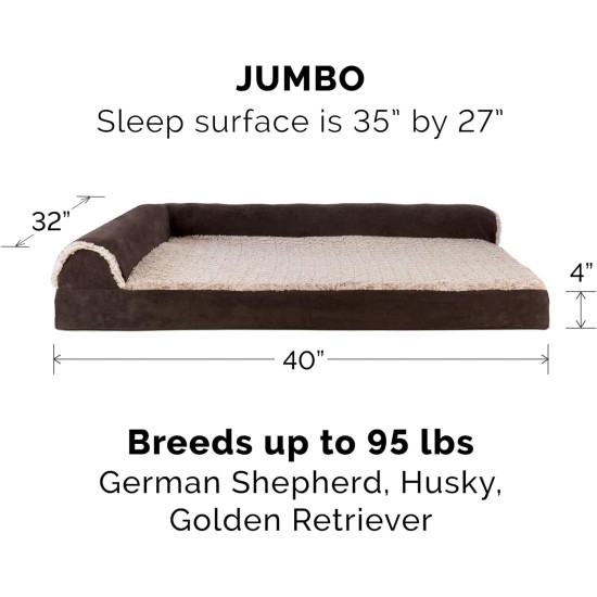 Furhaven Pet 84536401 Sable Brown Deluxe Chaise Lounge Cooling Gel Top Sofa Pet Bed, Jumbo Furhaven Pet 84536401 Sable Brown Deluxe Chaise Lounge Cooling Gel Top Sofa Pet Bed, Jumbo