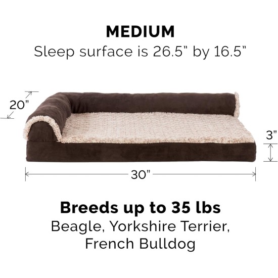 Furhaven Pet 84536401 Sable Brown Deluxe Chaise Lounge Cooling Gel Top Sofa Pet Bed, Jumbo Furhaven Pet 84536401 Sable Brown Deluxe Chaise Lounge Cooling Gel Top Sofa Pet Bed, Jumbo