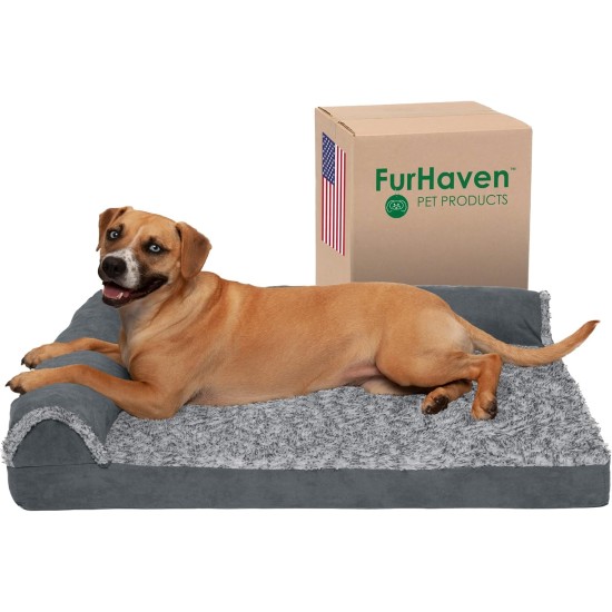 Furhaven Pet 84536401 Sable Brown Deluxe Chaise Lounge Cooling Gel Top Sofa Pet Bed, Jumbo Furhaven Pet 84536401 Sable Brown Deluxe Chaise Lounge Cooling Gel Top Sofa Pet Bed, Jumbo