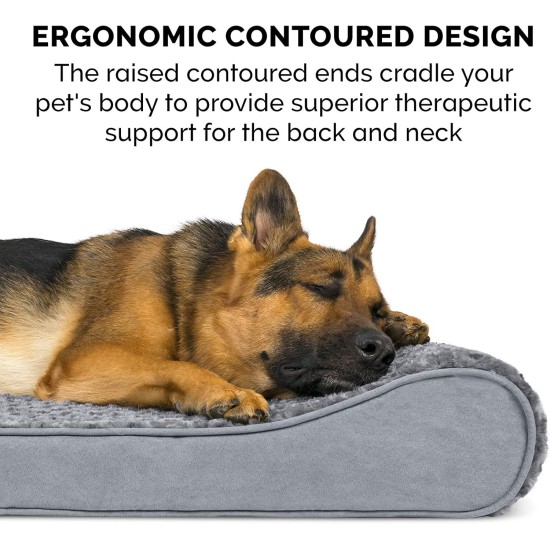 Furhaven Pet Dog Bed | Orthopedic Ultra Plush Luxe Lounger Pet Bed for Dogs & Cats, Gray, Large Furhaven Pet Dog Bed | Orthopedic Ultra Plush Luxe Lounger Pet Bed for Dogs & Cats, Gray, Large