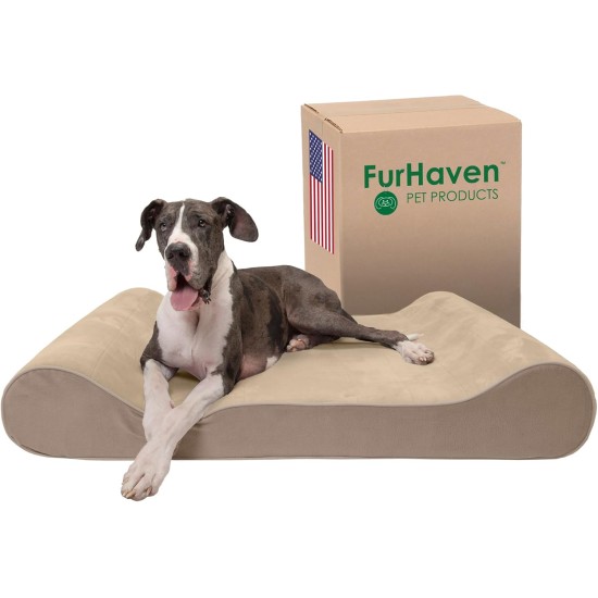 Furhaven Pet Dog Bed | Orthopedic Ultra Plush Luxe Lounger Pet Bed for Dogs & Cats, Gray, Large Furhaven Pet Dog Bed | Orthopedic Ultra Plush Luxe Lounger Pet Bed for Dogs & Cats, Gray, Large
