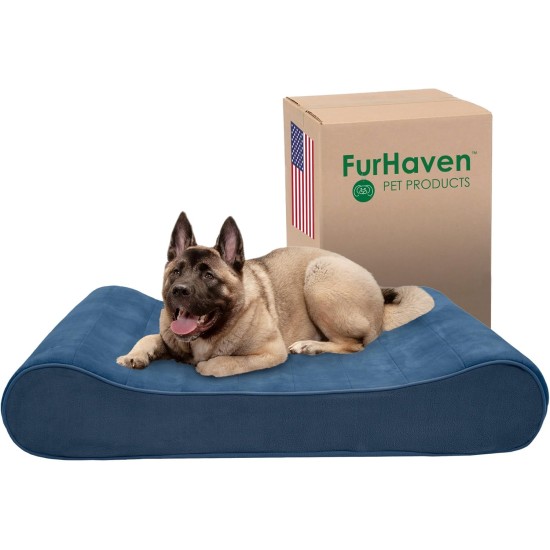 Furhaven Pet Dog Bed | Orthopedic Ultra Plush Luxe Lounger Pet Bed for Dogs & Cats, Gray, Large Furhaven Pet Dog Bed | Orthopedic Ultra Plush Luxe Lounger Pet Bed for Dogs & Cats, Gray, Large
