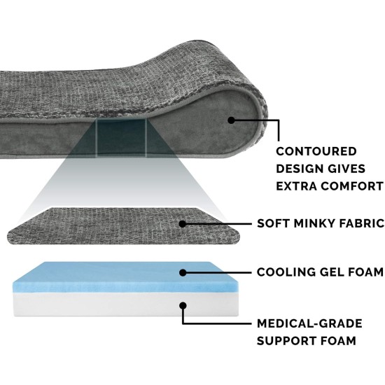 Furhaven Pet Dog Bed | Orthopedic Ultra Plush Luxe Lounger Pet Bed for Dogs & Cats, Gray, Large Furhaven Pet Dog Bed | Orthopedic Ultra Plush Luxe Lounger Pet Bed for Dogs & Cats, Gray, Large