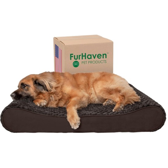 Furhaven Pet Dog Bed | Orthopedic Ultra Plush Luxe Lounger Pet Bed for Dogs & Cats, Gray, Large Furhaven Pet Dog Bed | Orthopedic Ultra Plush Luxe Lounger Pet Bed for Dogs & Cats, Gray, Large