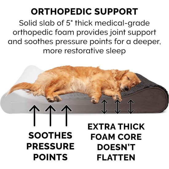 Furhaven Pet Dog Bed | Orthopedic Ultra Plush Luxe Lounger Pet Bed for Dogs & Cats, Gray, Large Furhaven Pet Dog Bed | Orthopedic Ultra Plush Luxe Lounger Pet Bed for Dogs & Cats, Gray, Large