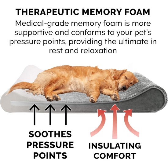 Furhaven Pet Dog Bed | Orthopedic Ultra Plush Luxe Lounger Pet Bed for Dogs & Cats, Gray, Large Furhaven Pet Dog Bed | Orthopedic Ultra Plush Luxe Lounger Pet Bed for Dogs & Cats, Gray, Large