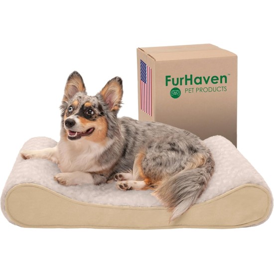 Furhaven Pet Dog Bed | Orthopedic Ultra Plush Luxe Lounger Pet Bed for Dogs & Cats, Gray, Large Furhaven Pet Dog Bed | Orthopedic Ultra Plush Luxe Lounger Pet Bed for Dogs & Cats, Gray, Large