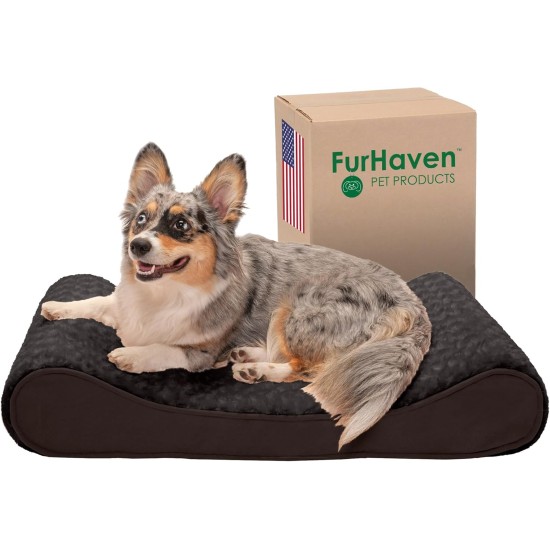 Furhaven Pet Dog Bed | Orthopedic Ultra Plush Luxe Lounger Pet Bed for Dogs & Cats, Gray, Large Furhaven Pet Dog Bed | Orthopedic Ultra Plush Luxe Lounger Pet Bed for Dogs & Cats, Gray, Large