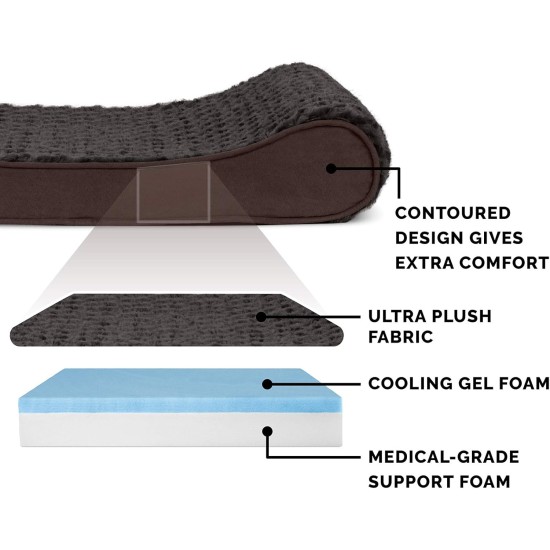 Furhaven Pet Dog Bed | Orthopedic Ultra Plush Luxe Lounger Pet Bed for Dogs & Cats, Gray, Large Furhaven Pet Dog Bed | Orthopedic Ultra Plush Luxe Lounger Pet Bed for Dogs & Cats, Gray, Large