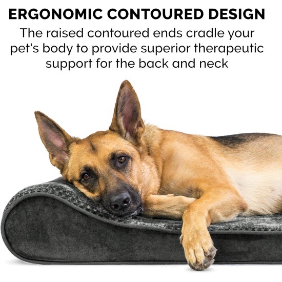 Furhaven Pet Dog Bed | Orthopedic Ultra Plush Luxe Lounger Pet Bed for Dogs & Cats, Gray, Large Furhaven Pet Dog Bed | Orthopedic Ultra Plush Luxe Lounger Pet Bed for Dogs & Cats, Gray, Large