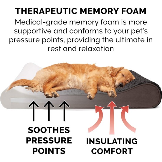 Furhaven Pet Dog Bed | Orthopedic Ultra Plush Luxe Lounger Pet Bed for Dogs & Cats, Gray, Large Furhaven Pet Dog Bed | Orthopedic Ultra Plush Luxe Lounger Pet Bed for Dogs & Cats, Gray, Large