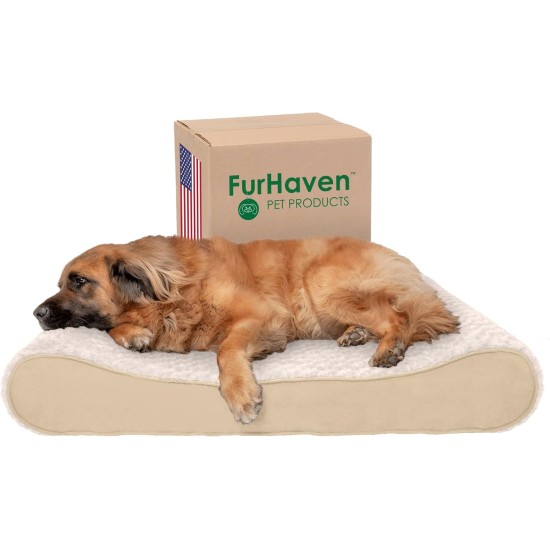 Furhaven Pet Dog Bed | Orthopedic Ultra Plush Luxe Lounger Pet Bed for Dogs & Cats, Gray, Large Furhaven Pet Dog Bed | Orthopedic Ultra Plush Luxe Lounger Pet Bed for Dogs & Cats, Gray, Large