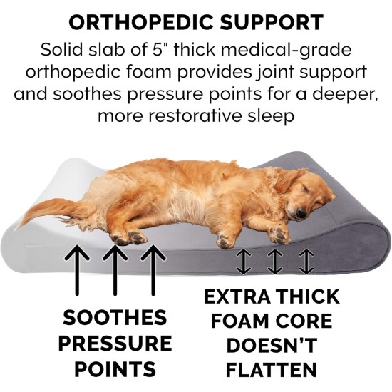 Furhaven Pet Dog Bed | Orthopedic Ultra Plush Luxe Lounger Pet Bed for Dogs & Cats, Gray, Large Furhaven Pet Dog Bed | Orthopedic Ultra Plush Luxe Lounger Pet Bed for Dogs & Cats, Gray, Large