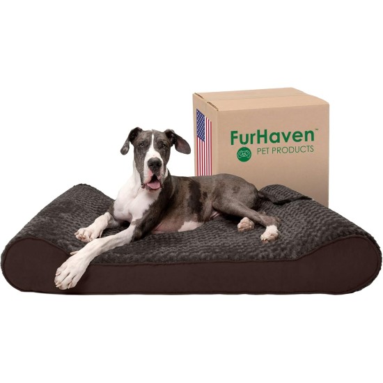 Furhaven Pet Dog Bed | Orthopedic Ultra Plush Luxe Lounger Pet Bed for Dogs & Cats, Gray, Large Furhaven Pet Dog Bed | Orthopedic Ultra Plush Luxe Lounger Pet Bed for Dogs & Cats, Gray, Large