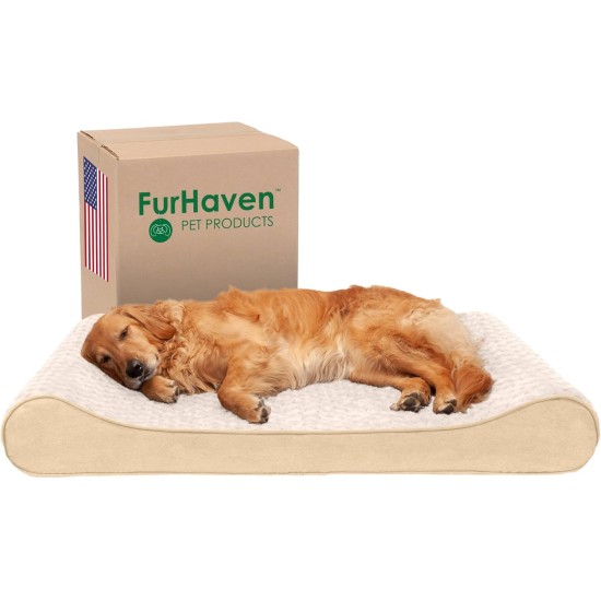 Furhaven Pet Dog Bed | Orthopedic Ultra Plush Luxe Lounger Pet Bed for Dogs & Cats, Gray, Large Furhaven Pet Dog Bed | Orthopedic Ultra Plush Luxe Lounger Pet Bed for Dogs & Cats, Gray, Large