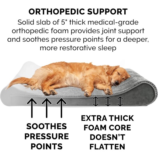 Furhaven Pet Dog Bed | Orthopedic Ultra Plush Luxe Lounger Pet Bed for Dogs & Cats, Gray, Large Furhaven Pet Dog Bed | Orthopedic Ultra Plush Luxe Lounger Pet Bed for Dogs & Cats, Gray, Large