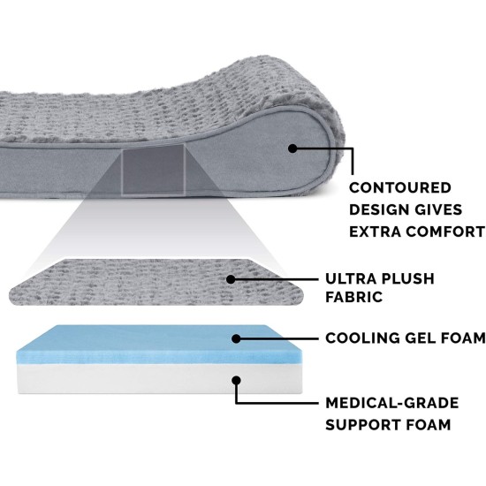 Furhaven Pet Dog Bed | Orthopedic Ultra Plush Luxe Lounger Pet Bed for Dogs & Cats, Gray, Large Furhaven Pet Dog Bed | Orthopedic Ultra Plush Luxe Lounger Pet Bed for Dogs & Cats, Gray, Large