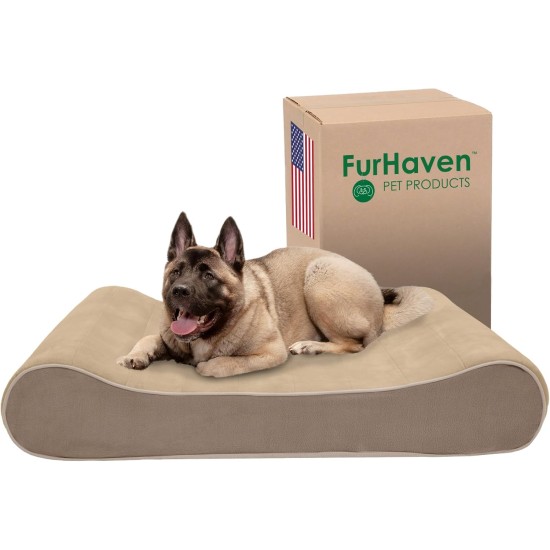 Furhaven Pet Dog Bed | Orthopedic Ultra Plush Luxe Lounger Pet Bed for Dogs & Cats, Gray, Large Furhaven Pet Dog Bed | Orthopedic Ultra Plush Luxe Lounger Pet Bed for Dogs & Cats, Gray, Large