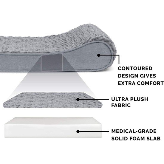 Furhaven Pet Dog Bed | Orthopedic Ultra Plush Luxe Lounger Pet Bed for Dogs & Cats, Gray, Large Furhaven Pet Dog Bed | Orthopedic Ultra Plush Luxe Lounger Pet Bed for Dogs & Cats, Gray, Large
