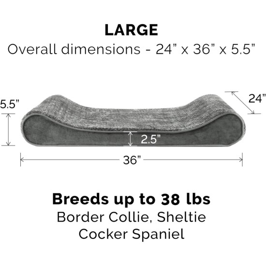 Furhaven Pet Dog Bed | Orthopedic Ultra Plush Luxe Lounger Pet Bed for Dogs & Cats, Gray, Large Furhaven Pet Dog Bed | Orthopedic Ultra Plush Luxe Lounger Pet Bed for Dogs & Cats, Gray, Large