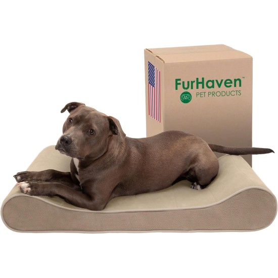 Furhaven Pet Dog Bed | Orthopedic Ultra Plush Luxe Lounger Pet Bed for Dogs & Cats, Gray, Large Furhaven Pet Dog Bed | Orthopedic Ultra Plush Luxe Lounger Pet Bed for Dogs & Cats, Gray, Large