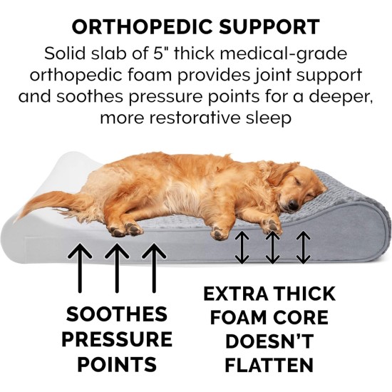 Furhaven Pet Dog Bed | Orthopedic Ultra Plush Luxe Lounger Pet Bed for Dogs & Cats, Gray, Large Furhaven Pet Dog Bed | Orthopedic Ultra Plush Luxe Lounger Pet Bed for Dogs & Cats, Gray, Large