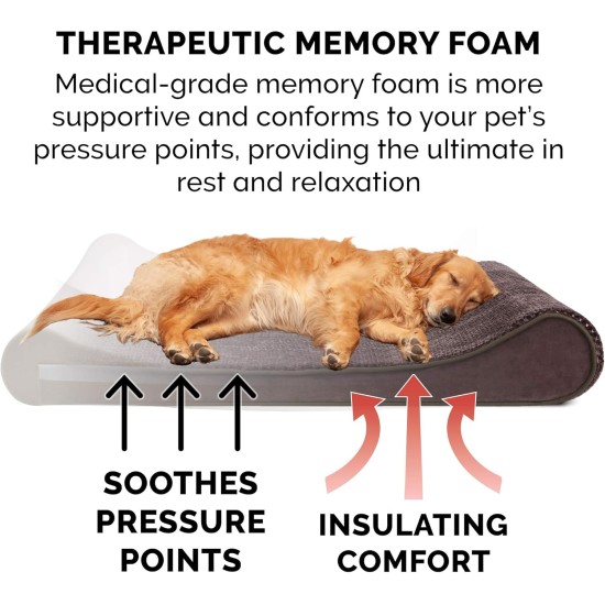 Furhaven Pet Dog Bed | Orthopedic Ultra Plush Luxe Lounger Pet Bed for Dogs & Cats, Gray, Large Furhaven Pet Dog Bed | Orthopedic Ultra Plush Luxe Lounger Pet Bed for Dogs & Cats, Gray, Large