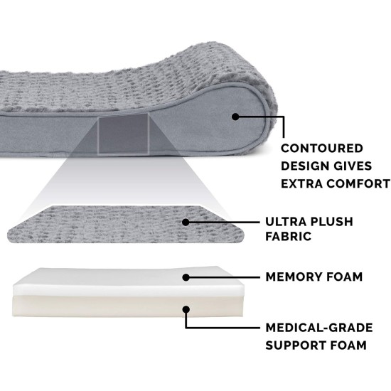 Furhaven Pet Dog Bed | Orthopedic Ultra Plush Luxe Lounger Pet Bed for Dogs & Cats, Gray, Large Furhaven Pet Dog Bed | Orthopedic Ultra Plush Luxe Lounger Pet Bed for Dogs & Cats, Gray, Large