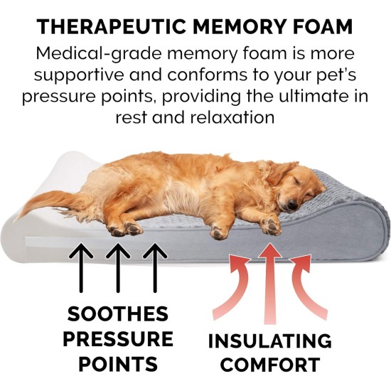 Furhaven Pet Dog Bed | Orthopedic Ultra Plush Luxe Lounger Pet Bed for Dogs & Cats, Gray, Large Furhaven Pet Dog Bed | Orthopedic Ultra Plush Luxe Lounger Pet Bed for Dogs & Cats, Gray, Large
