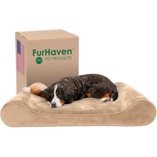 Furhaven Pet Dog Bed | Orthopedic Ultra Plush Luxe Lounger Pet Bed for Dogs & Cats, Gray, Large Furhaven Pet Dog Bed | Orthopedic Ultra Plush Luxe Lounger Pet Bed for Dogs & Cats, Gray, Large