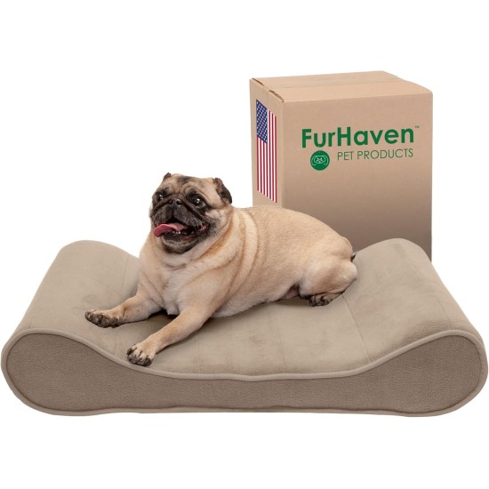 Furhaven Pet Dog Bed | Orthopedic Ultra Plush Luxe Lounger Pet Bed for Dogs & Cats, Gray, Large Furhaven Pet Dog Bed | Orthopedic Ultra Plush Luxe Lounger Pet Bed for Dogs & Cats, Gray, Large