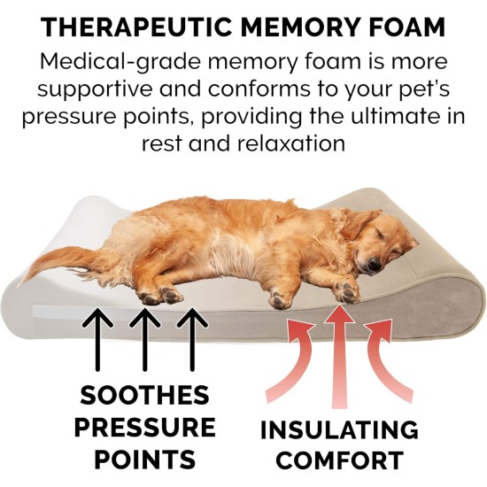 Furhaven Pet Dog Bed | Orthopedic Ultra Plush Luxe Lounger Pet Bed for Dogs & Cats, Gray, Large Furhaven Pet Dog Bed | Orthopedic Ultra Plush Luxe Lounger Pet Bed for Dogs & Cats, Gray, Large