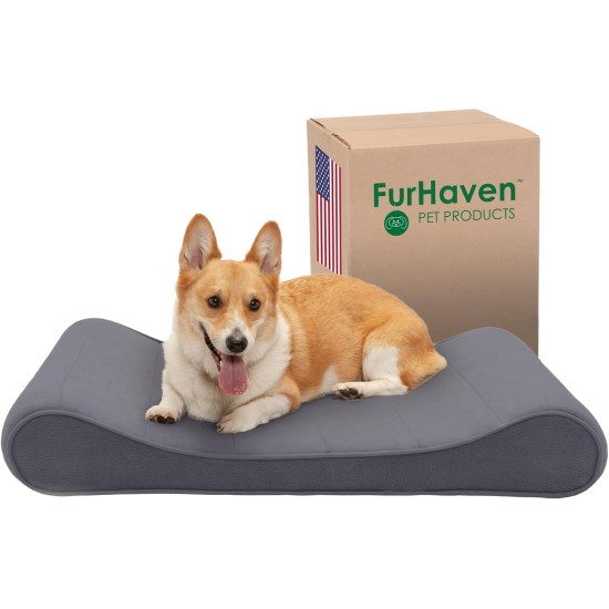 Furhaven Pet Dog Bed | Orthopedic Ultra Plush Luxe Lounger Pet Bed for Dogs & Cats, Gray, Large Furhaven Pet Dog Bed | Orthopedic Ultra Plush Luxe Lounger Pet Bed for Dogs & Cats, Gray, Large