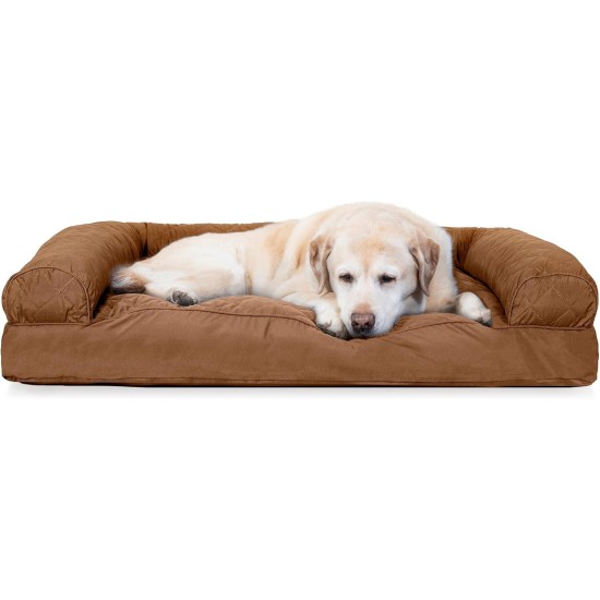 Furhaven Pet Dog Bed | Quilted Pillow Sofa-Style Couch Pet Bed for Dogs & Cats, Warm Brown, Jumbo Furhaven Pet Dog Bed | Quilted Pillow Sofa-Style Couch Pet Bed for Dogs & Cats, Warm Brown, Jumbo