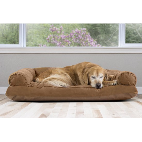 Furhaven Pet Dog Bed | Quilted Pillow Sofa-Style Couch Pet Bed for Dogs & Cats, Warm Brown, Jumbo Furhaven Pet Dog Bed | Quilted Pillow Sofa-Style Couch Pet Bed for Dogs & Cats, Warm Brown, Jumbo