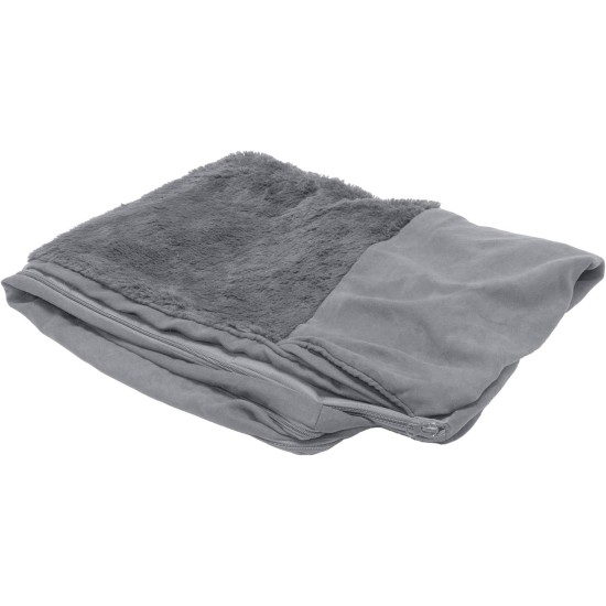 Furhaven Pet Dog Bed, Ultra Plush Faux Fur & Suede Traditional Sofa-Style Living Room Couch Pet Bed Replacement Cover for Dogs & Cats, Grey, Medium Furhaven Pet Dog Bed, Ultra Plush Faux Fur & Suede Traditional Sofa-Style Living Room Couch Pet Bed Replacement Cover for Dogs & Cats, Grey, Medium
