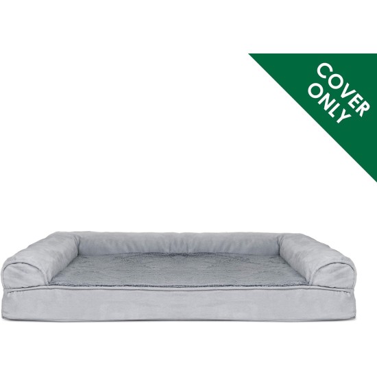 Furhaven Pet Dog Bed, Ultra Plush Faux Fur & Suede Traditional Sofa-Style Living Room Couch Pet Bed Replacement Cover for Dogs & Cats, Grey, Medium Furhaven Pet Dog Bed, Ultra Plush Faux Fur & Suede Traditional Sofa-Style Living Room Couch Pet Bed Replacement Cover for Dogs & Cats, Grey, Medium