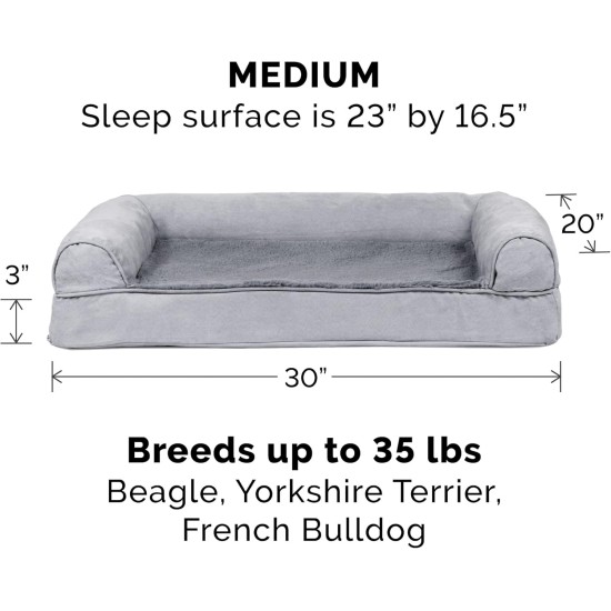 Furhaven Pet Dog Bed, Ultra Plush Faux Fur & Suede Traditional Sofa-Style Living Room Couch Pet Bed Replacement Cover for Dogs & Cats, Grey, Medium Furhaven Pet Dog Bed, Ultra Plush Faux Fur & Suede Traditional Sofa-Style Living Room Couch Pet Bed Replacement Cover for Dogs & Cats, Grey, Medium