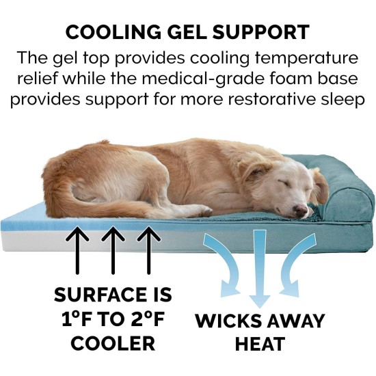 Furhaven Pet Faux Fleece & Chenille Soft Woven Cooling Gel Top Sofa Pet Bed, Jumbo, Cream Furhaven Pet Faux Fleece & Chenille Soft Woven Cooling Gel Top Sofa Pet Bed, Jumbo, Cream