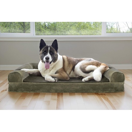 Furhaven Pet Faux Fleece & Chenille Soft Woven Cooling Gel Top Sofa Pet Bed, Jumbo, Cream Furhaven Pet Faux Fleece & Chenille Soft Woven Cooling Gel Top Sofa Pet Bed, Jumbo, Cream