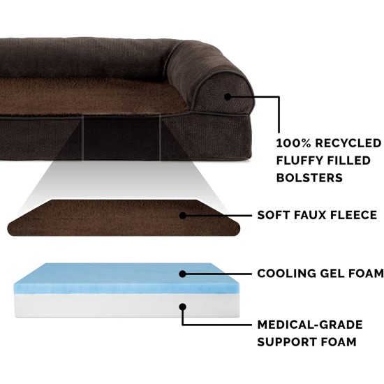 Furhaven Pet Faux Fleece & Chenille Soft Woven Cooling Gel Top Sofa Pet Bed, Jumbo, Cream Furhaven Pet Faux Fleece & Chenille Soft Woven Cooling Gel Top Sofa Pet Bed, Jumbo, Cream