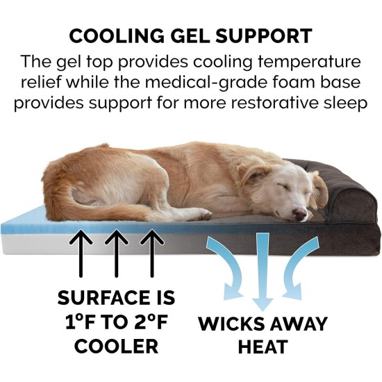 Furhaven Pet Faux Fleece & Chenille Soft Woven Cooling Gel Top Sofa Pet Bed, Jumbo, Cream Furhaven Pet Faux Fleece & Chenille Soft Woven Cooling Gel Top Sofa Pet Bed, Jumbo, Cream