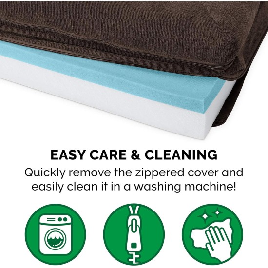 Furhaven Pet Faux Fleece & Chenille Soft Woven Cooling Gel Top Sofa Pet Bed, Jumbo, Cream Furhaven Pet Faux Fleece & Chenille Soft Woven Cooling Gel Top Sofa Pet Bed, Jumbo, Cream