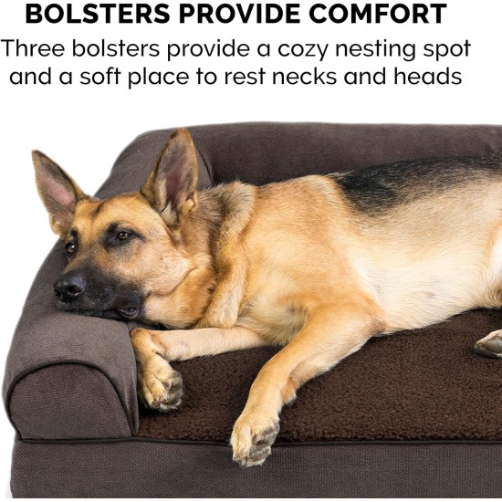 Furhaven Pet Faux Fleece & Chenille Soft Woven Cooling Gel Top Sofa Pet Bed, Jumbo, Cream Furhaven Pet Faux Fleece & Chenille Soft Woven Cooling Gel Top Sofa Pet Bed, Jumbo, Cream