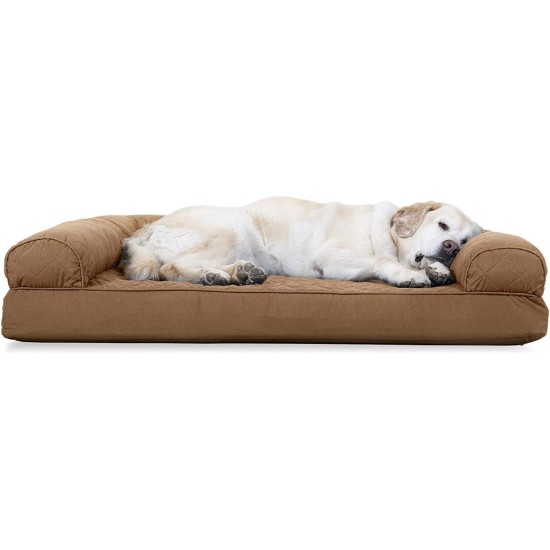 Furhaven Pet Faux Fleece & Chenille Soft Woven Cooling Gel Top Sofa Pet Bed, Jumbo, Cream Furhaven Pet Faux Fleece & Chenille Soft Woven Cooling Gel Top Sofa Pet Bed, Jumbo, Cream