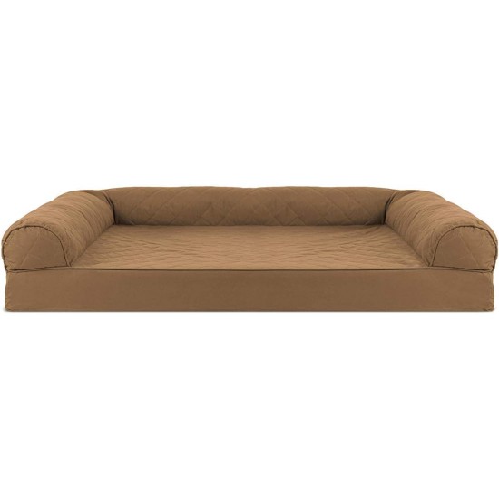 Furhaven Pet Faux Fleece & Chenille Soft Woven Cooling Gel Top Sofa Pet Bed, Jumbo, Cream Furhaven Pet Faux Fleece & Chenille Soft Woven Cooling Gel Top Sofa Pet Bed, Jumbo, Cream