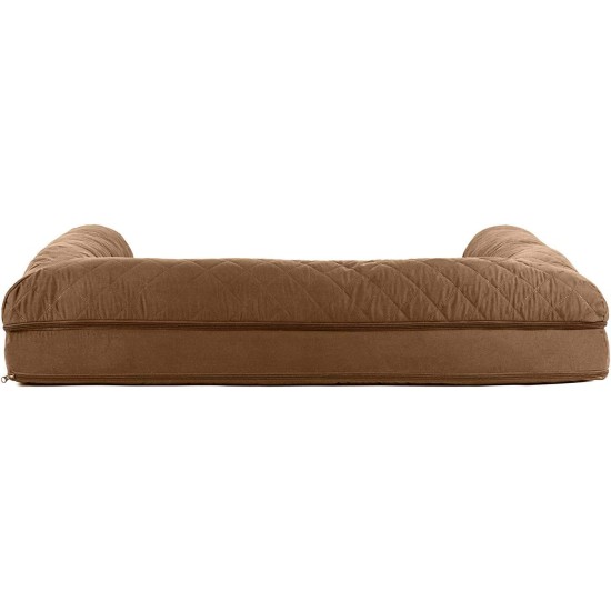 Furhaven Pet Faux Fleece & Chenille Soft Woven Cooling Gel Top Sofa Pet Bed, Jumbo, Cream Furhaven Pet Faux Fleece & Chenille Soft Woven Cooling Gel Top Sofa Pet Bed, Jumbo, Cream